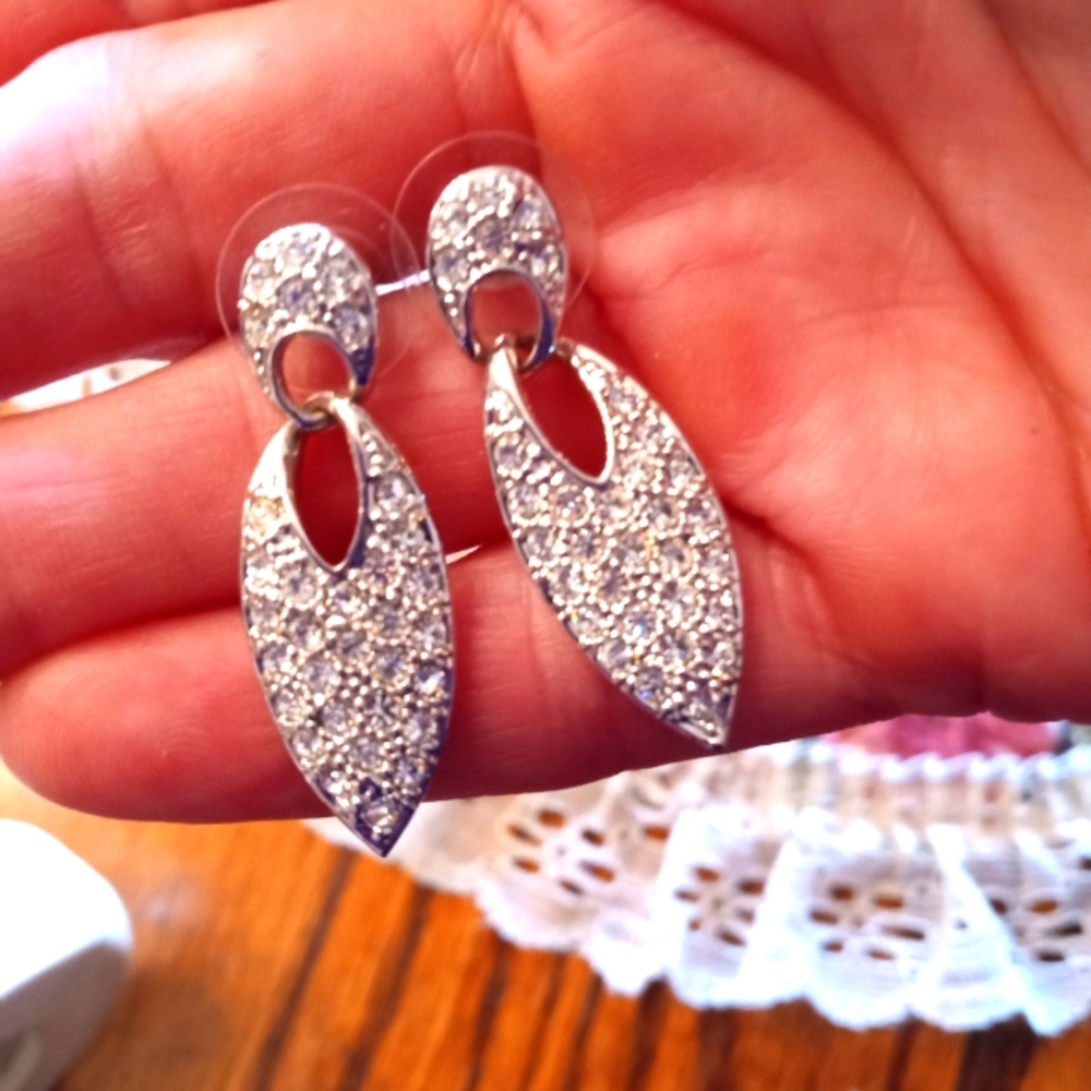 Silver plated with diamond style earrings